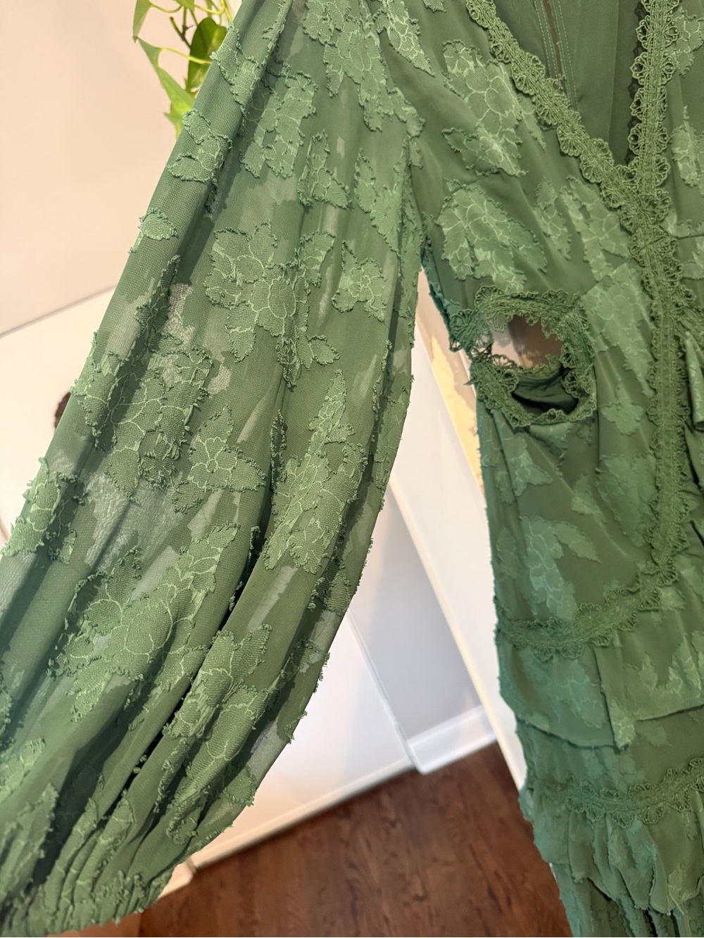ASOS Emerald Green Lace Ruffle Maxi Dress - Picture 3 of 6